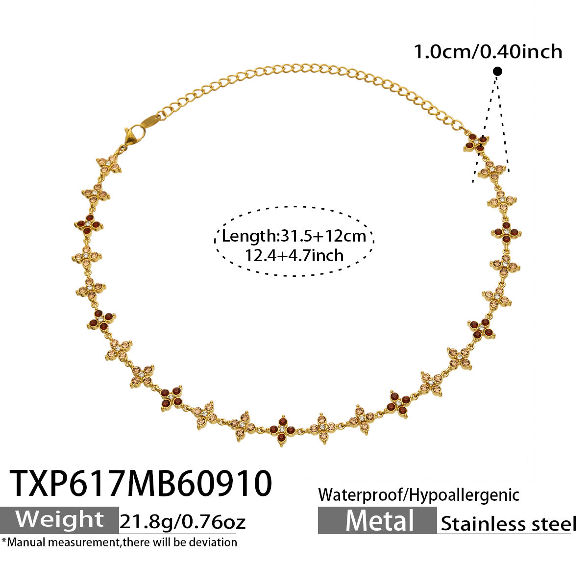 Four-Petal Flower Zircon Necklace | Stainless Steel