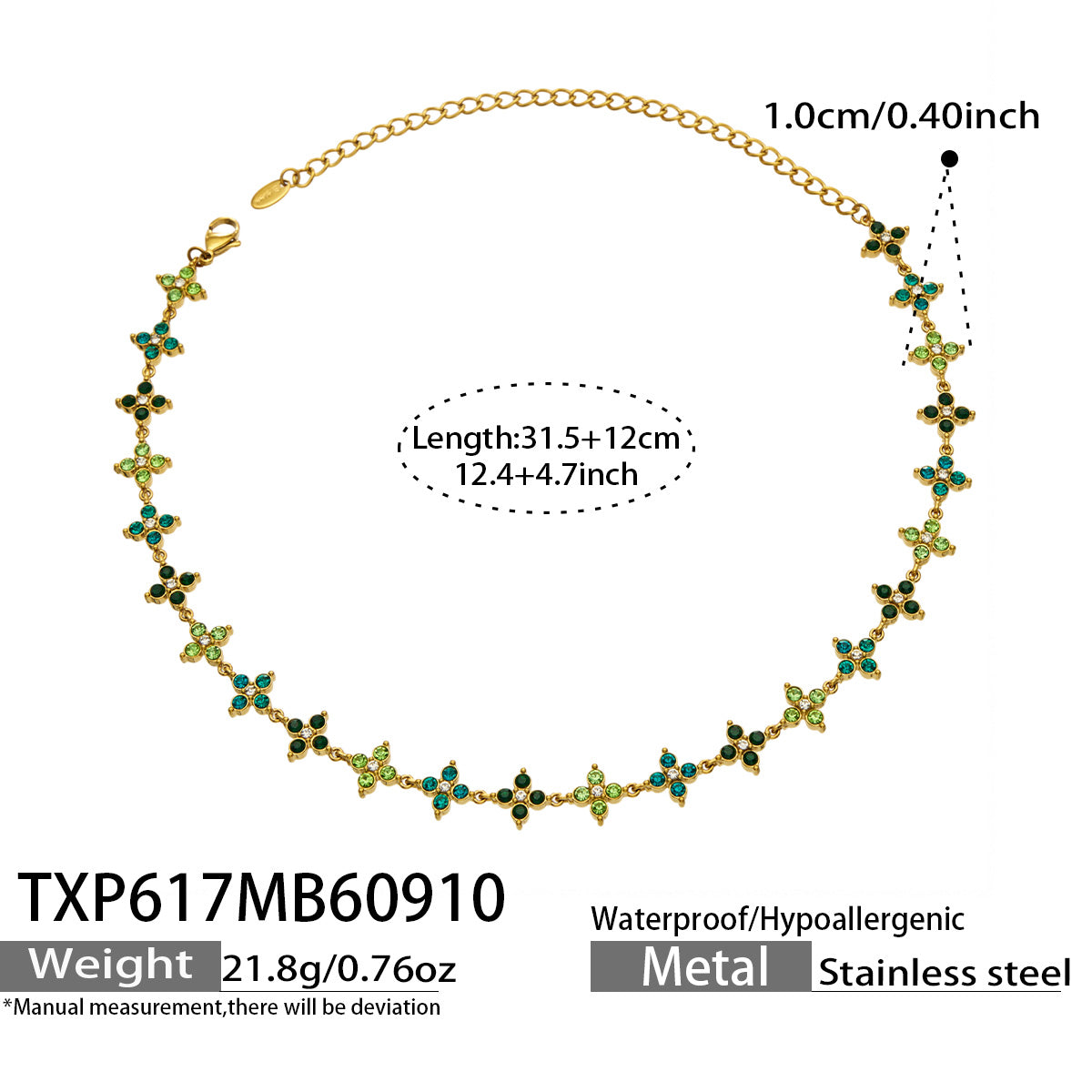 Four-Petal Flower Zircon Necklace | Stainless Steel