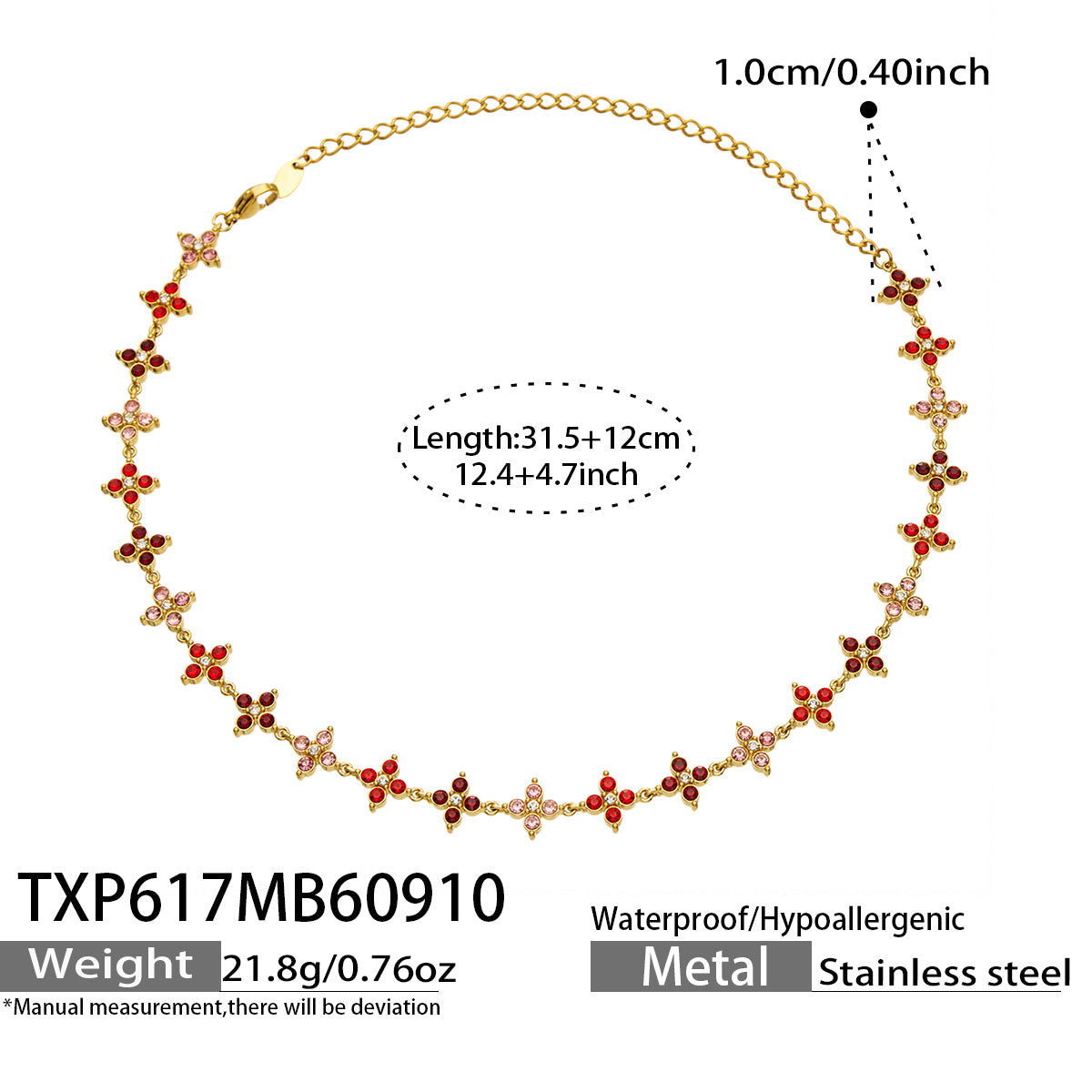 Four-Petal Flower Zircon Necklace | Stainless Steel