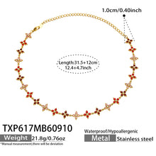 Four-Petal Flower Zircon Necklace | Stainless Steel