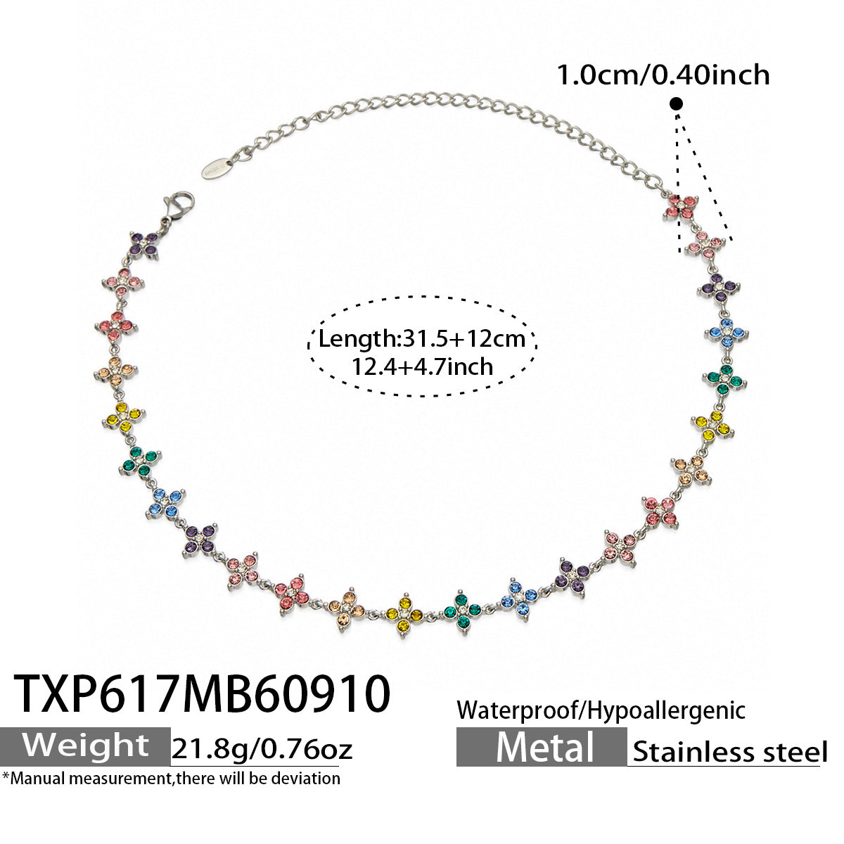Four-Petal Flower Zircon Necklace | Stainless Steel
