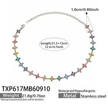 Four-Petal Flower Zircon Necklace | Stainless Steel
