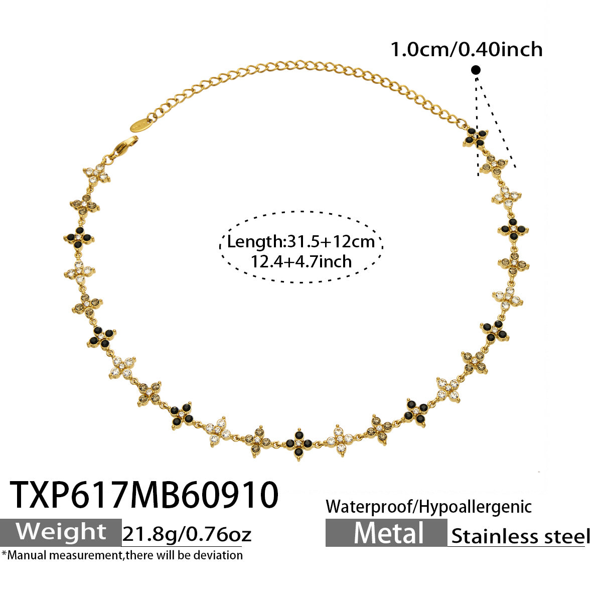 Four-Petal Flower Zircon Necklace | Stainless Steel