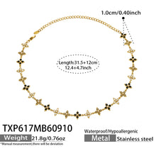 Four-Petal Flower Zircon Necklace | Stainless Steel