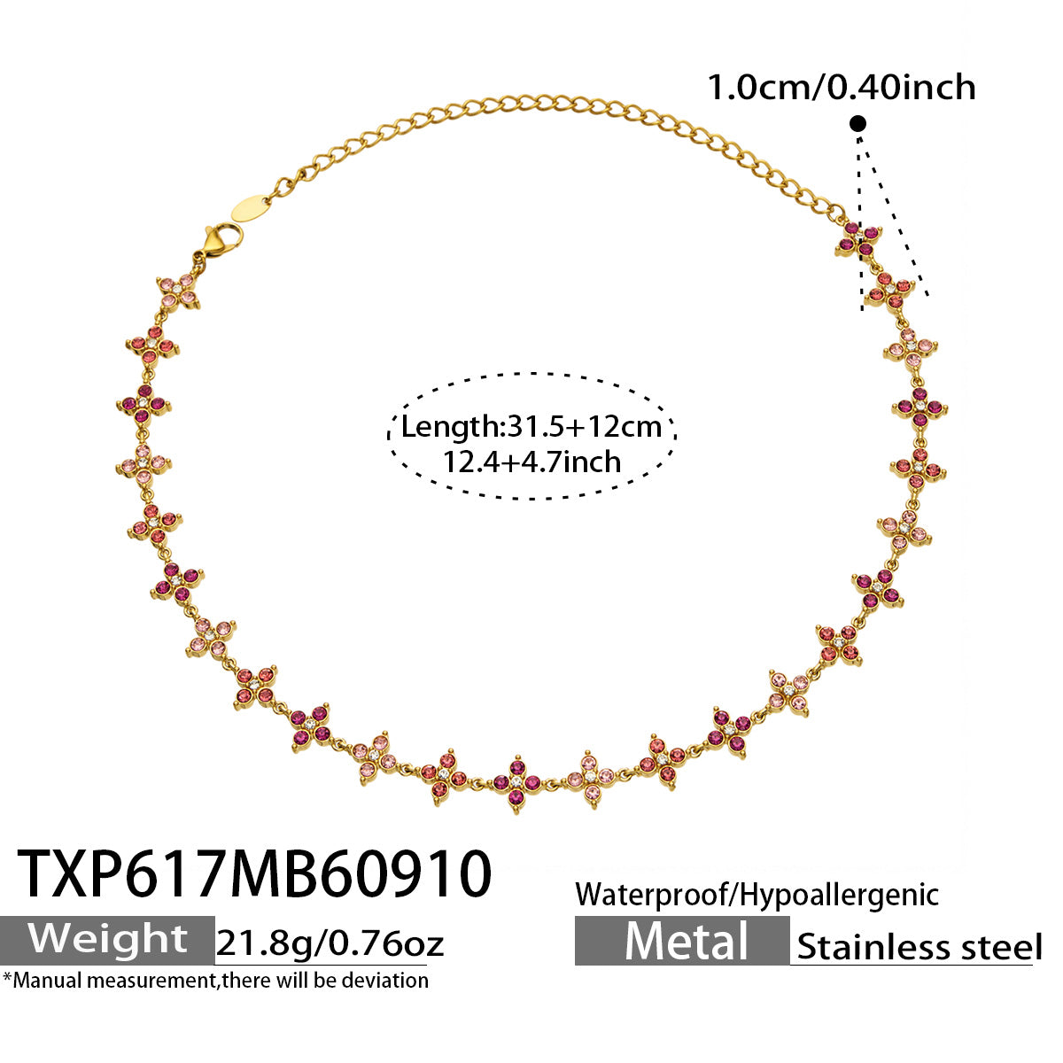Four-Petal Flower Zircon Necklace | Stainless Steel