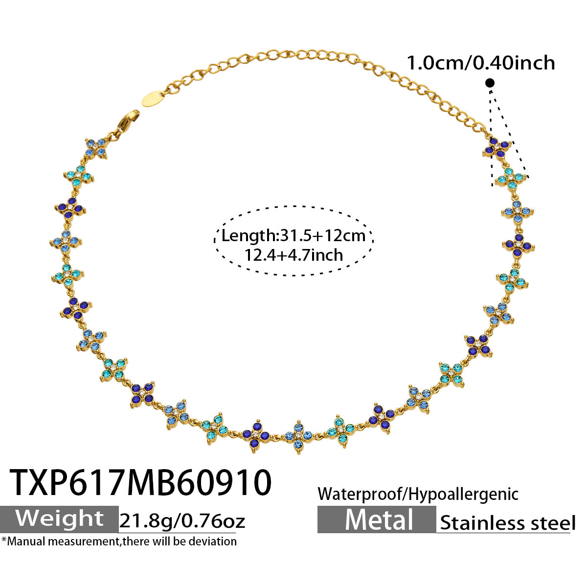 Four-Petal Flower Zircon Necklace | Stainless Steel