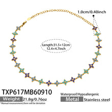 Four-Petal Flower Zircon Necklace | Stainless Steel
