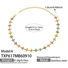 Four-Petal Flower Zircon Necklace | Stainless Steel