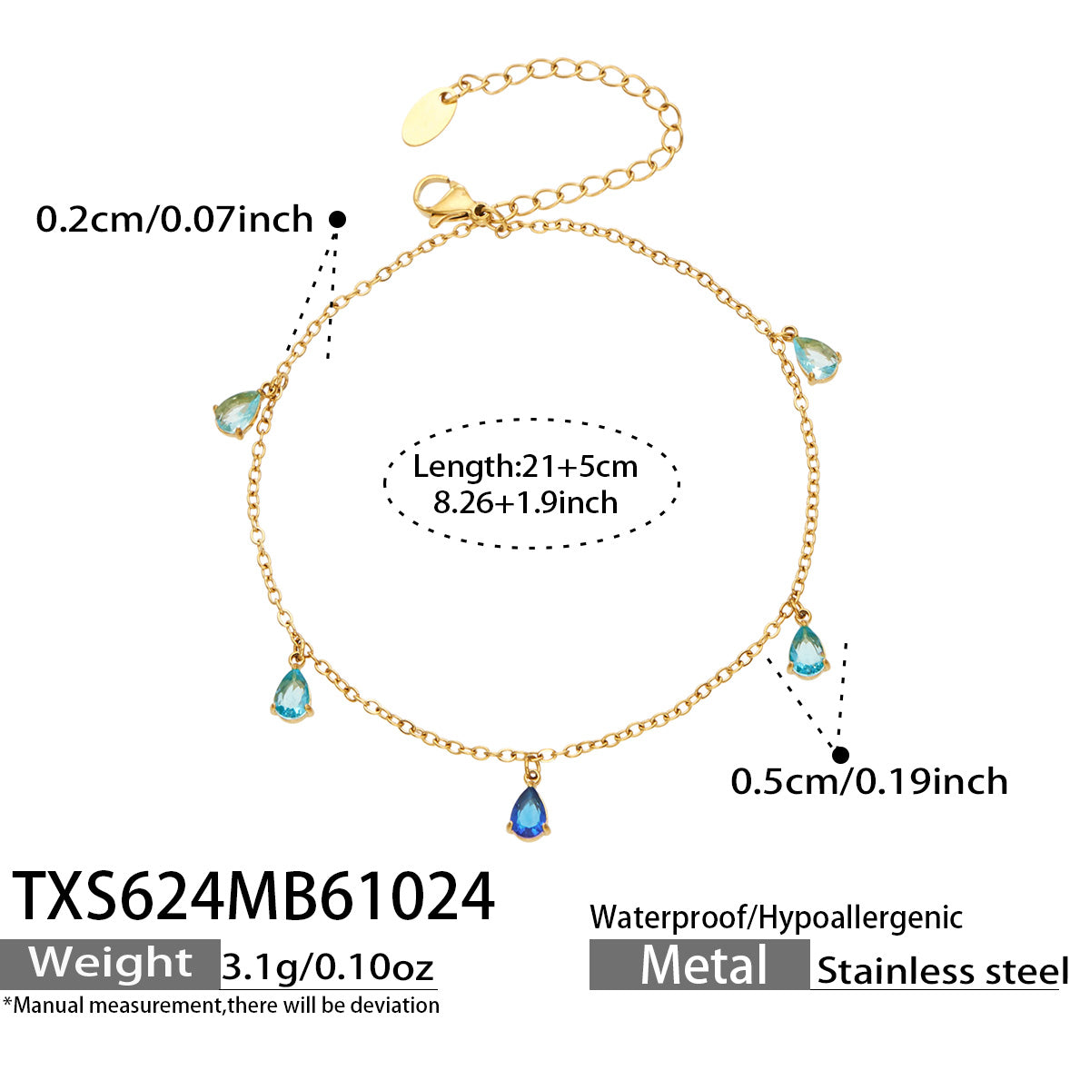 Teardrop Zircon Bracelets & Anklets | Stainless Steel