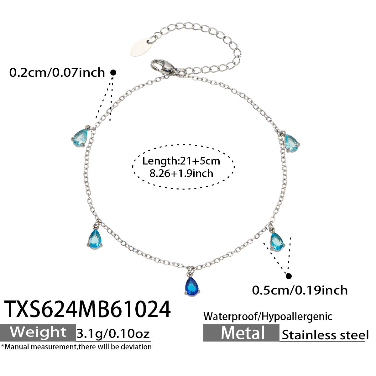 Teardrop Zircon Bracelets & Anklets | Stainless Steel