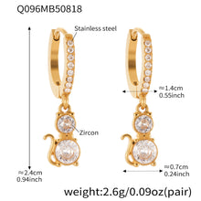 316L Stainless Steel 18K Gold PVD Cat Ear Zircon Earrings