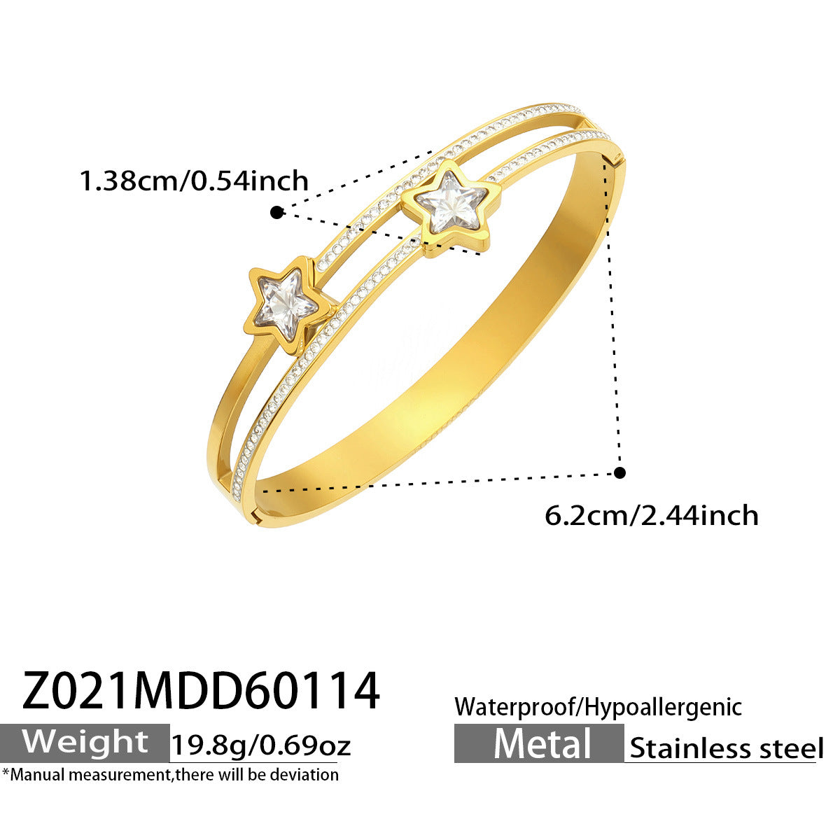 316L Stainless Steel French Chic Paved Zircon Bracelet Set