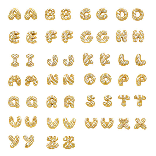 A to Z gold initial stud earrings showing all 26 letter options
