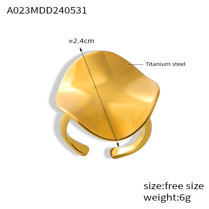 Miduoduo 316L Stainless Steel Sculptural Ring in 18K Gold Plated Finish - Parameter & Specifications