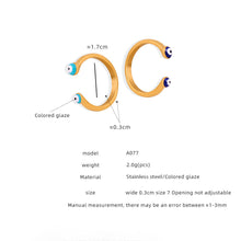 A077 stainless steel evil eye enamel open ring size 7 with product specification details