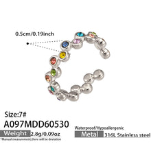 A097 multicolor cubic zirconia steel statement ring size and product detail guide