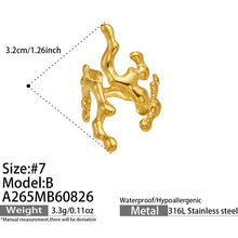 A265 gold 316L stainless steel irregular open ring size and product details