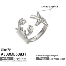 A308 crab and starfish Steel open ring size and product details in polished 316L stainless steel