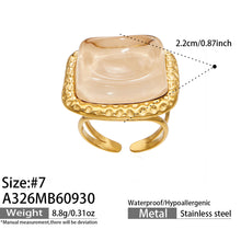 A326 champagne resin statement ring size 7 and product dimensions