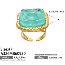 A326 green resin statement ring size 7 and product dimensions