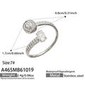 White CZ / Steel-tone / Size 7