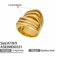 A583 stainless steel ribbed ring size guide: sizes 7, 8 and 9, approximately 2.1 cm and 12.4 g