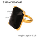 A590 – Rectangular Stone – Black / Size 6