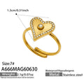 Gold Heart Zircon Adjustable Open Ring (A666) / Ring