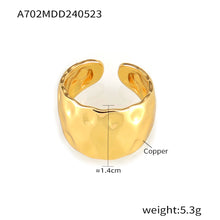 A702 hammered open ring size and weight details in 18K gold plated copper