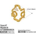 A738-A – Gold CZ Irregular Open Ring / Size 7
