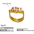 Champagne Emerald-Cut CZ Gold Ring / Size 7