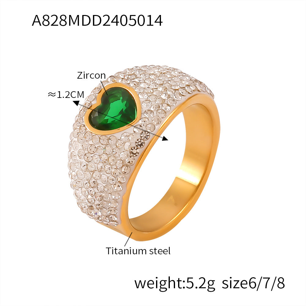 A828 green zircon statement ring size details