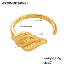 Miduoduo Geometric Wave Ring Gold - Dimension & Weight Specifications