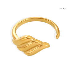 Miduoduo 18K Gold Plated Geometric Wave Ring - Clean White Background Main View