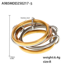 316L Stainless Steel 18K PVD Gold Multi-Layer CZ Band Ring