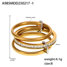 316L Stainless Steel 18K PVD Gold Multi-Layer CZ Band Ring