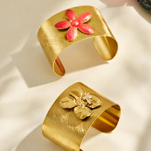 Bee zircon and pink enamel flower cuff bracelet design options displayed together