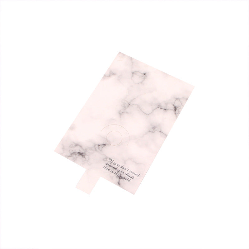 White marble-style jewelry display cards shown together on a clean background