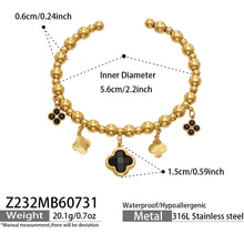 Black four-leaf clover charm bracelet length and clover pendant specification guide