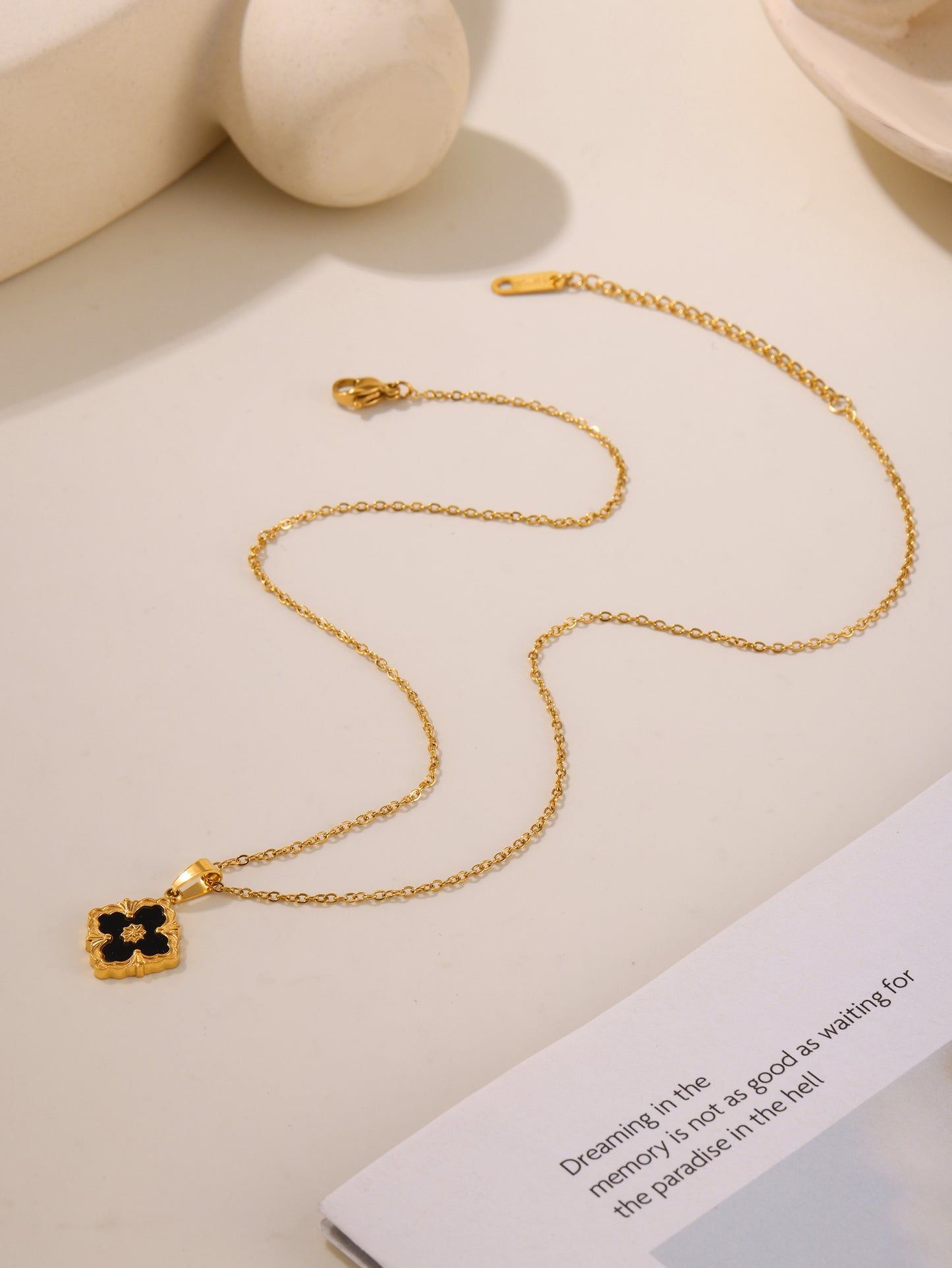 316L Stainless Steel 18K Gold PVD Four-Leaf Clover Flower Jewelry