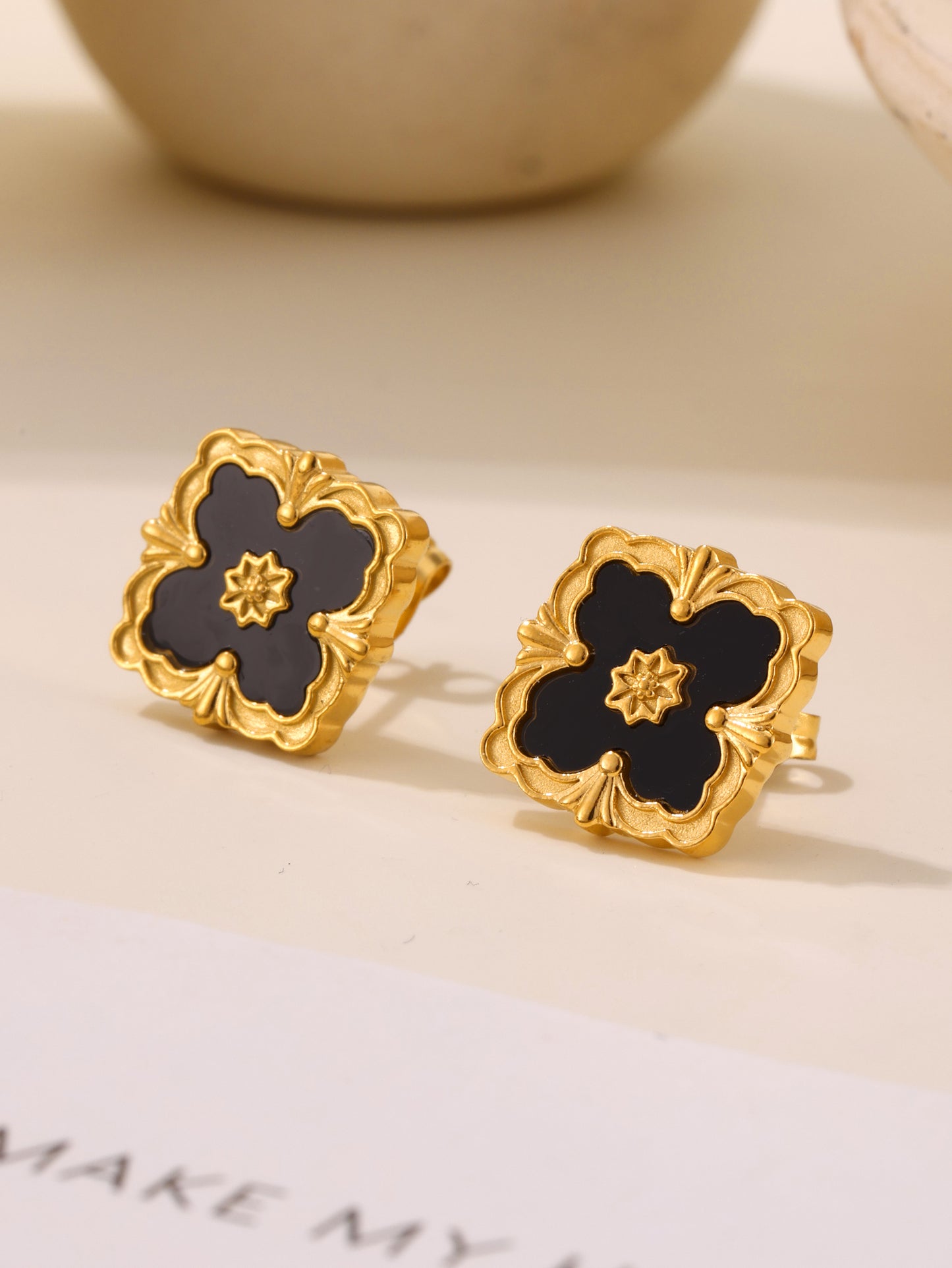 316L Stainless Steel 18K Gold PVD Four-Leaf Clover Flower Jewelry
