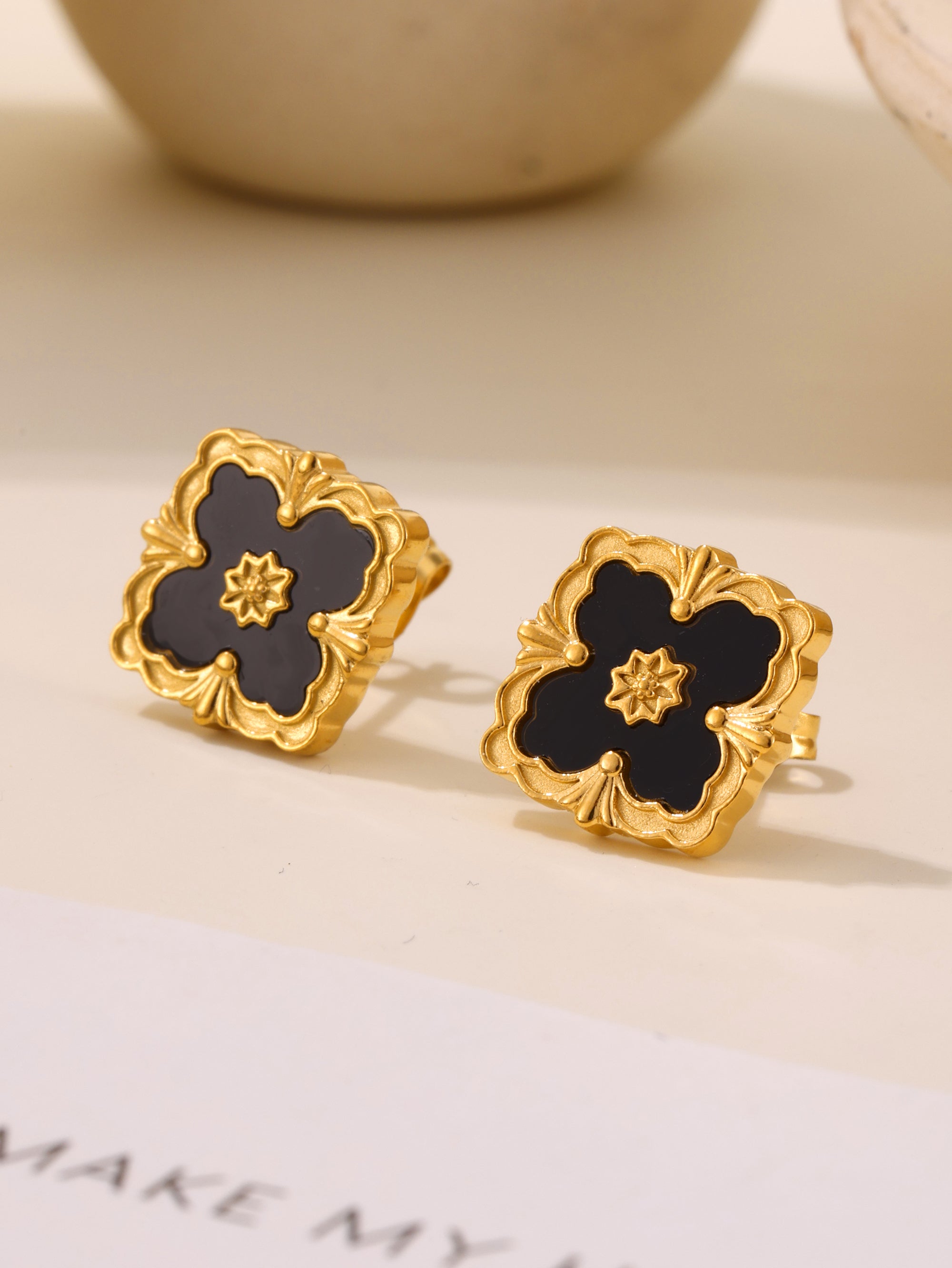 316L Stainless Steel 18K Gold PVD Four-Leaf Clover Flower Jewelry