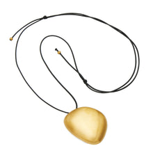 MiduoduoJewelry black cord necklace with a gold irregular pebble-shaped stainless steel pendant