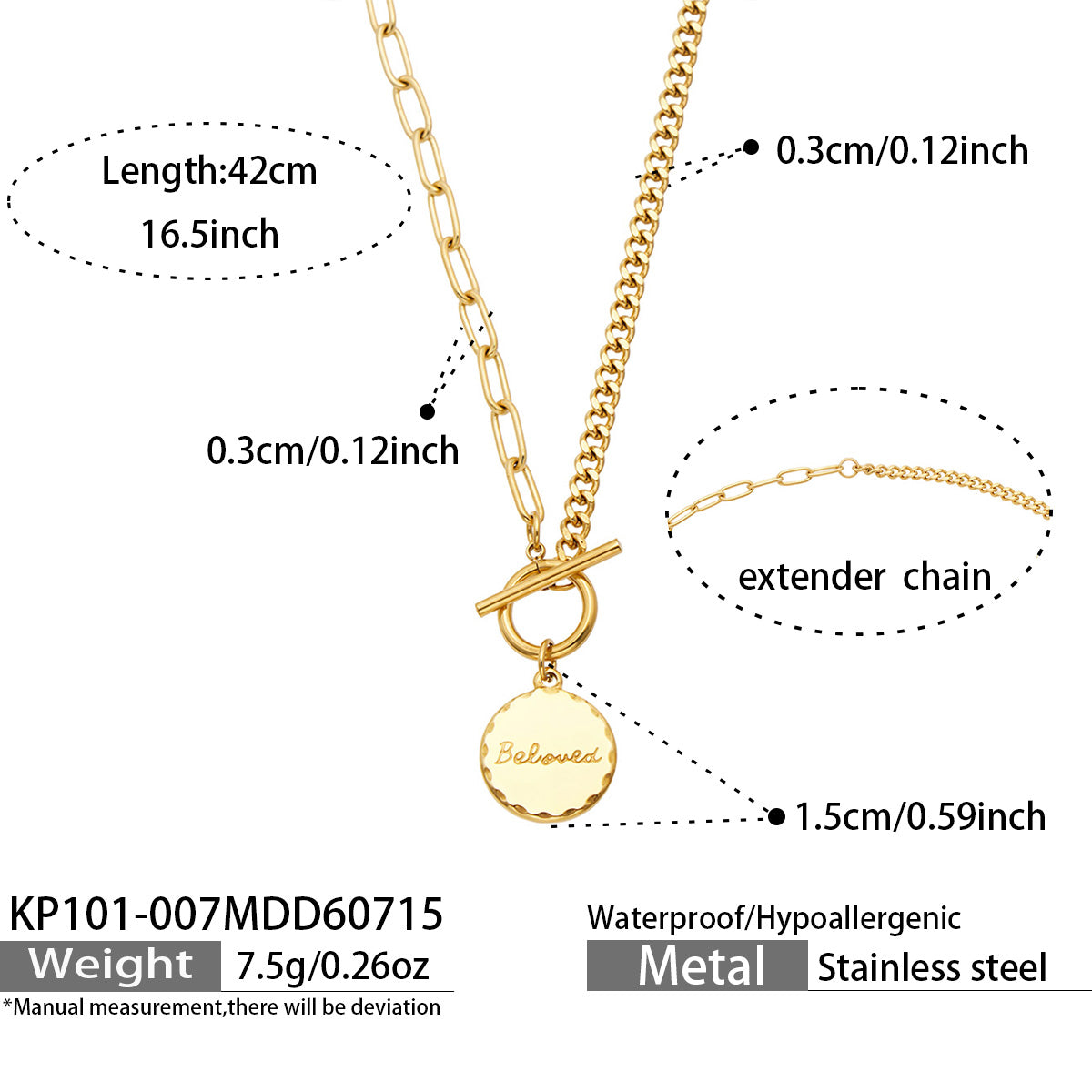 Polished steel black enamel square pendant necklace dimensions and product specifications
