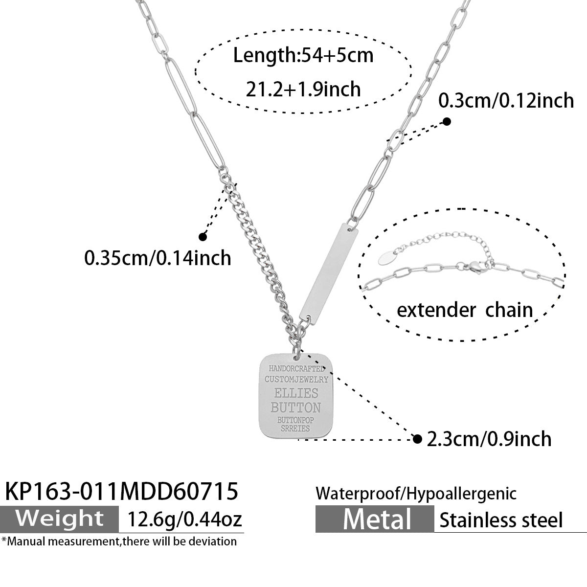 Polished steel black enamel sun pendant necklace dimensions and product specifications
