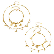 MiduoduoJewelry butterfly zircon charm necklace and bracelet collection in gold-tone designs