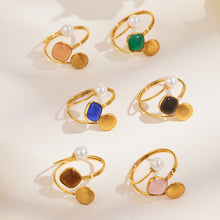 Colorful cat eye effect bead open ring collection in brown, blue, green, black and pink styles
