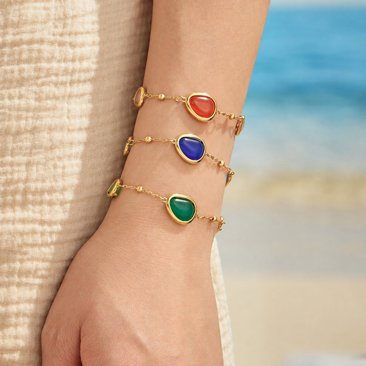 316L Stainless Steel 18K PVD Gold Cat Eye Bracelet made with 316L stainless steel and 18K PVD gold finish for wholesale jewelry buyers - image 17