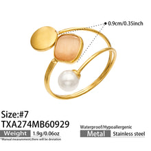 316L Stainless Steel 18K PVD Gold Cat Eye Open Ring Set made with 316L stainless steel and 18K PVD gold finish for wholesale jewelry buyers - image 12