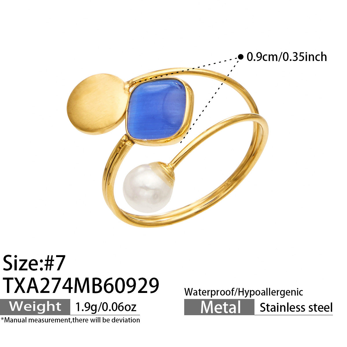 316L Stainless Steel 18K PVD Gold Cat Eye Open Ring Set made with 316L stainless steel and 18K PVD gold finish for wholesale jewelry buyers - image 14